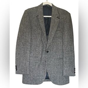 Vintage Stafford Harris Tweed Blazer Gray Herringbone Wool 38R *flaws*